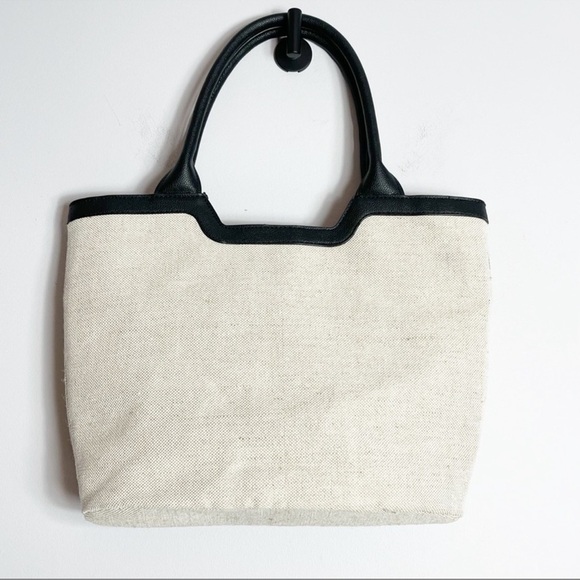 Rachel Zoe Capri Canvas Bag Natural Black Vegan Leather Trim NWT - Picture 6 of 14